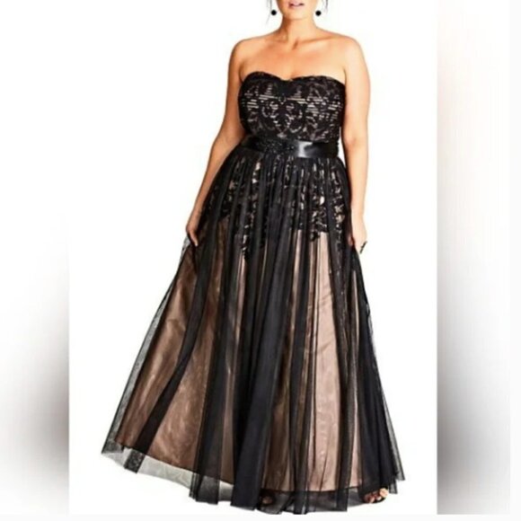 City Chic Embroidered Tulle Maxi Dress - Picture 2 of 12